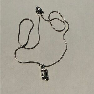Silver - tone Praying Hands Pendant Necklace
